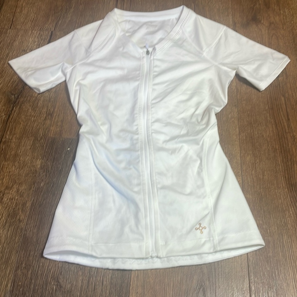 TommieCopper full back support zip shirt white size small NWOT
